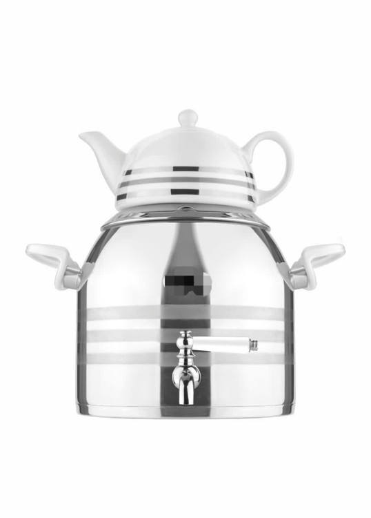 کتری قوری استیل شیردار کف چدن ۶ لیتری