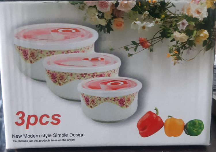 ظرف نگهدارنده غذا مدل سوپاپ دار طرح گلدار مجموعه 3 عددی