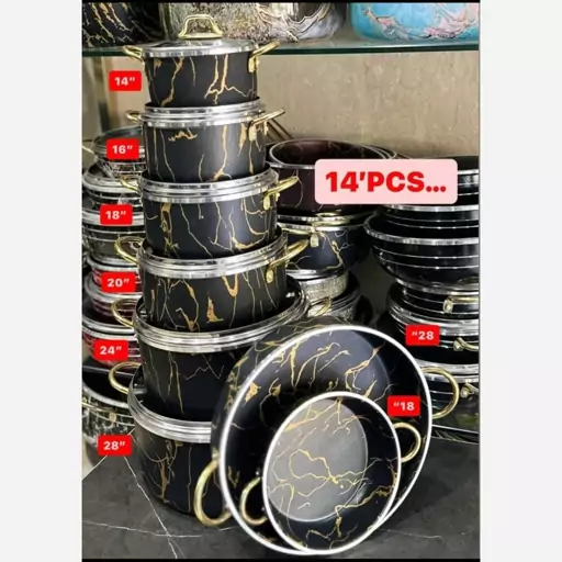 سرویس پخت و پز ۱۴ پارچه هلنا طرح سنگ ماربل