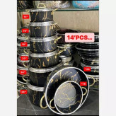 سرویس پخت و پز ۱۴ پارچه طرح سنگ ماربل