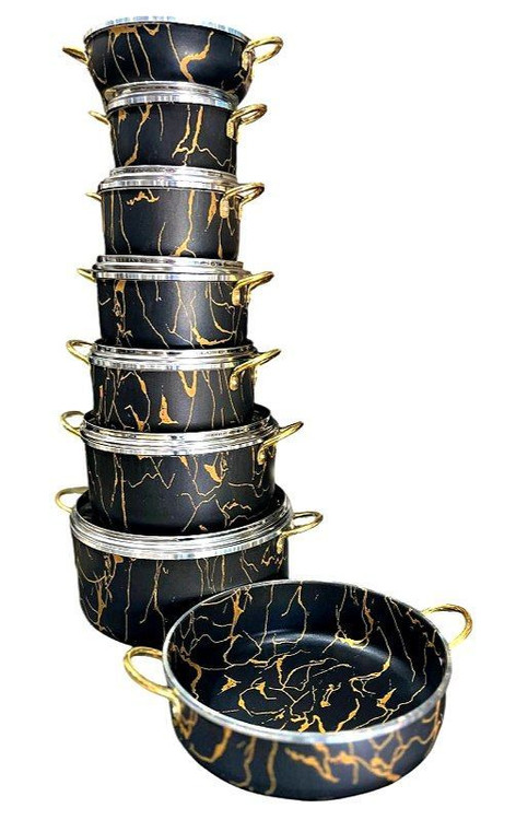 سرویس قابلمه ۱۴ پارچه ماربل طرح سنگ