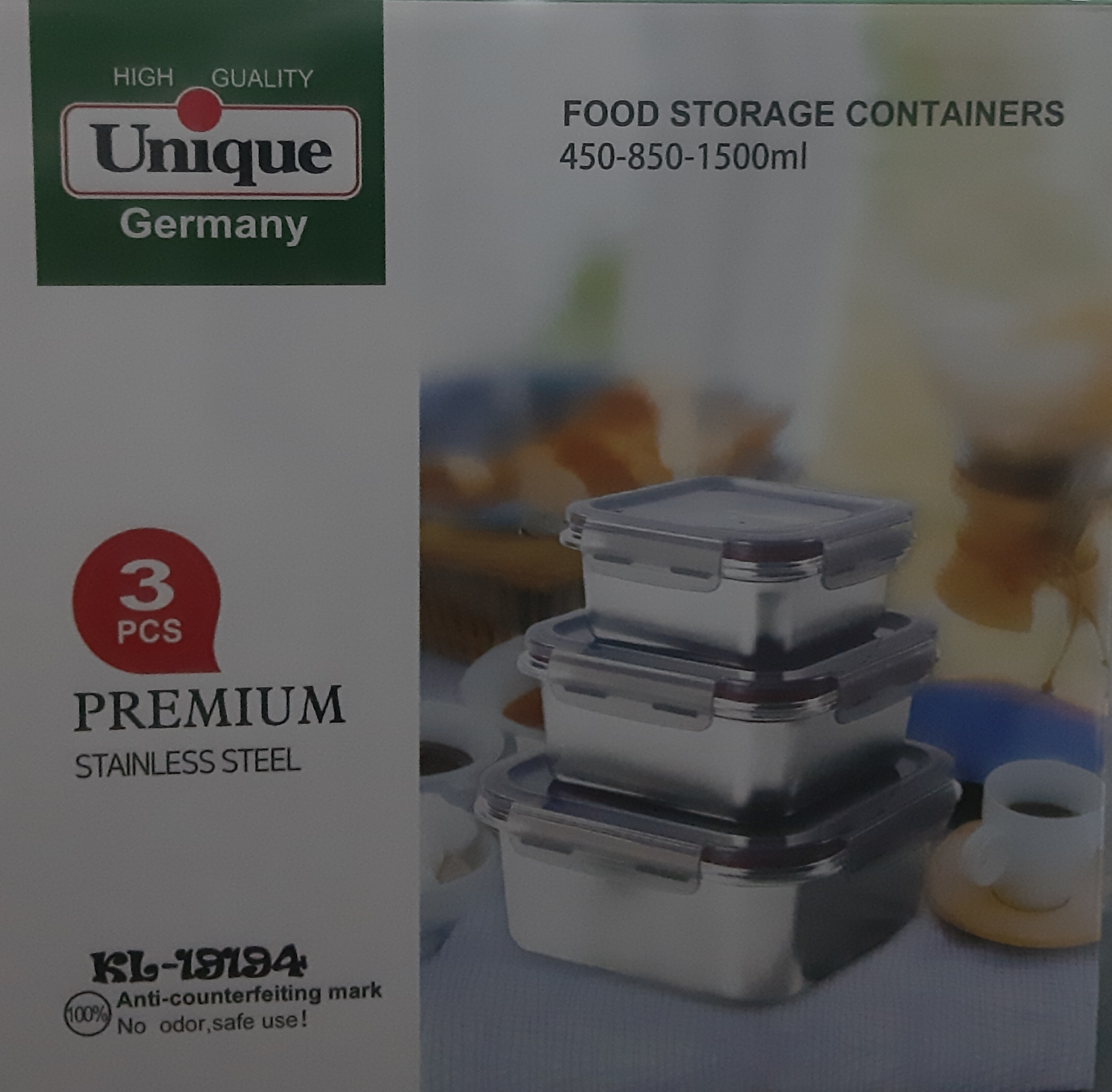 ظرف غذا ۳ تیکه استیل مربعی