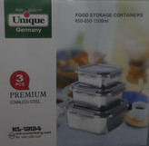 ظرف غذا ۳ تیکه استیل مربعی