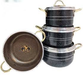 سرویس ۷ پارچه هلنا دانشجویی دسته طلایی زنبوری فورج