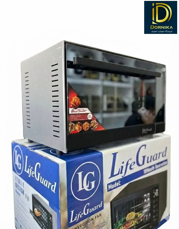 توستر مدل لایف گارد 60 لیتری دو المنت دارای سینی لعابی و سینی استیک پز بدون فن