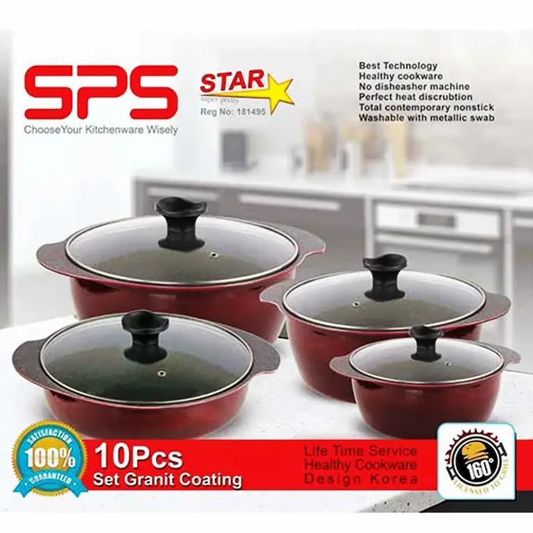 سرویس قابلمه ۱۰ پارچه طرح چدن اس پی اس SPS